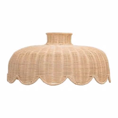 ValueLights Natural Beige Rattan Wicker Scallop Dome Lampshade, Shade Width: 38 cm