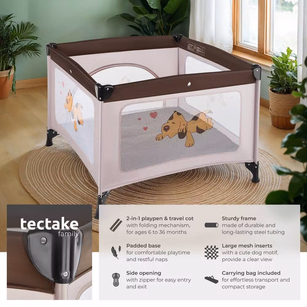 tectake Tommy Junior Playpen in Brown – 2