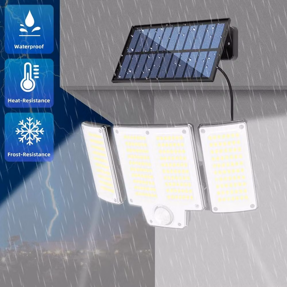NESTLUNE 4 Pack Solar Powered LED Wall Lights with PIR Motion Sensor and Remote Control in Black – 3