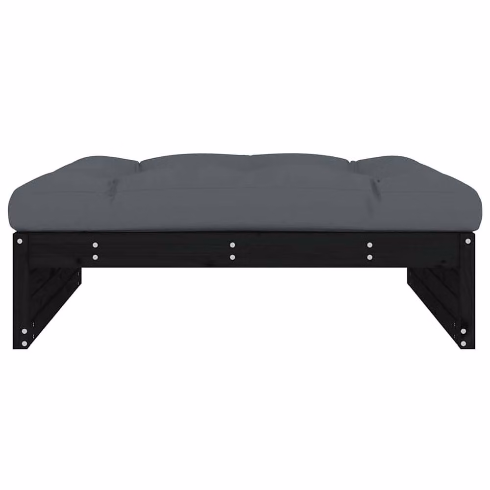 Berkfield Home Rustic Garden Footstool in Black Solid Pine, W: 120 cm, D: 80 cm, H: 30 cm – 2