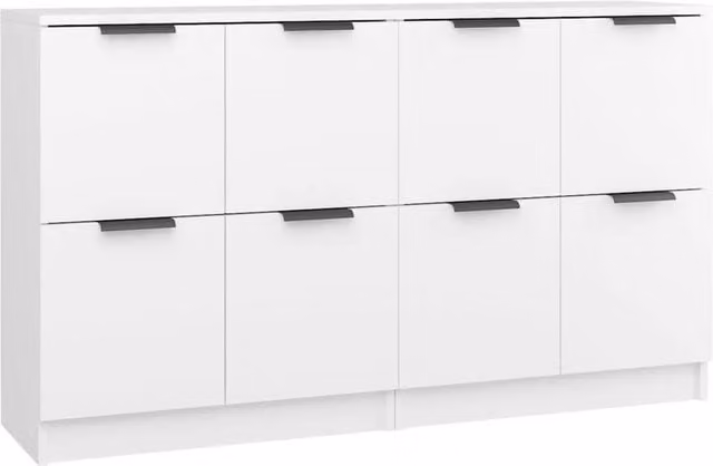 Berkfield Home Set of 2 White Minimalist Sideboards in Matt Engineered Wood W/D/H: 60 x 30 x 70 cm