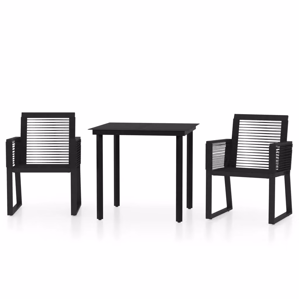 Berkfield Home 3 Piece Modern Garden Dining Set in Black – 2