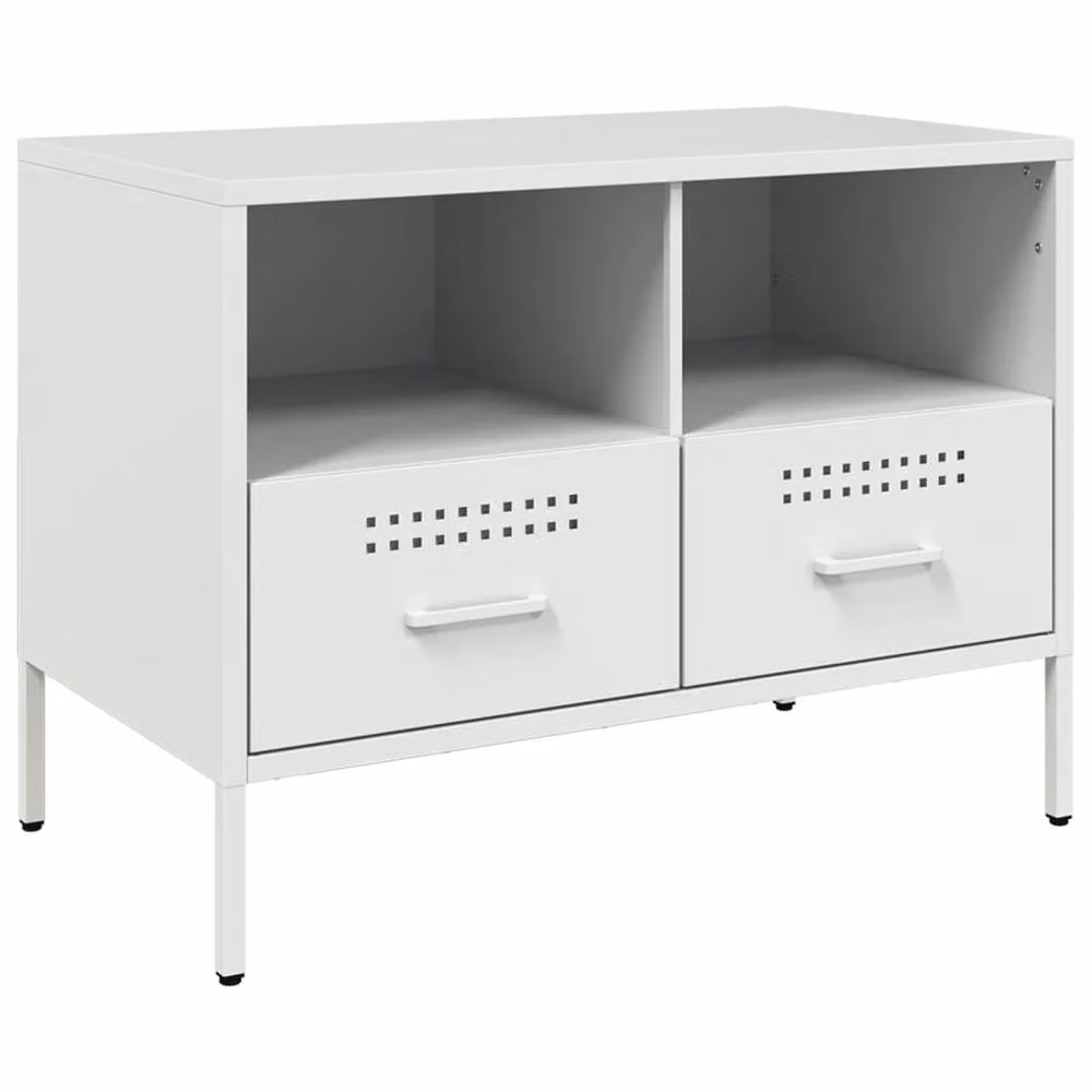 Berkfield Home Modern White Metal TV Cabinet W: 68 cm, D: 39 cm, H: 50.5 cm – 3