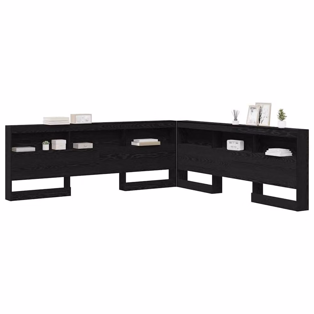 Berkfield Home Black Oak Storage Headboard with Integrated Shelf, Width: 180 cm – 3