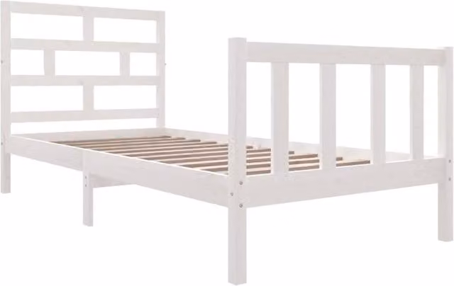 Berkfield Home Beautiful Single Bed Frame in White Solid Pine, W/D/H: 90 x 190 x 69.5 cm – 1