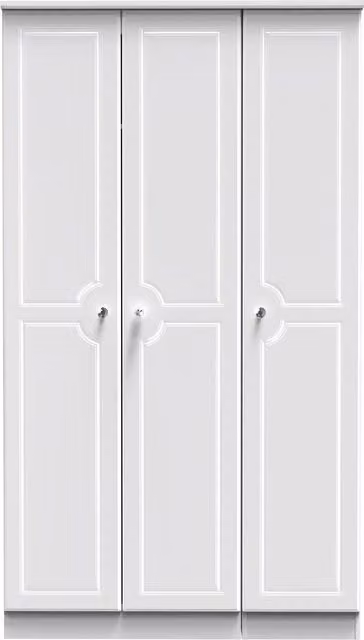 Ready Assembled 2 U Stratford 3 Door Wardrobe in White Glossy Finish