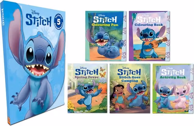 Disney Stitch Shaped Activity Book Wallet with 5 Stitch-themed Books, Multicolour