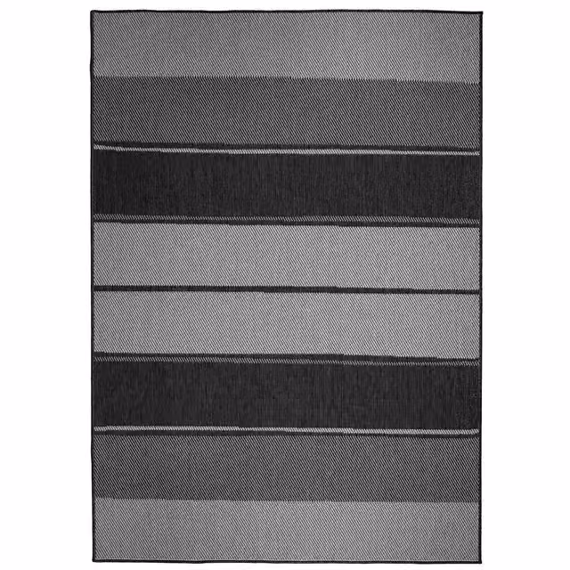 THE RUGS Reversible Outdoor Duo Weave Rug in Tonal Stripes Design, Dark Grey, W: 120 cm, L: 170 cm – 2