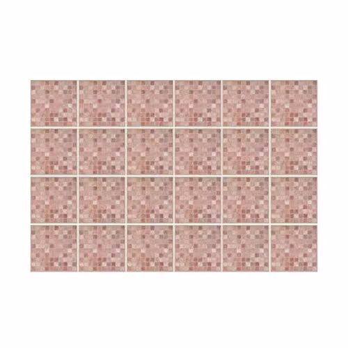 WALPLUS Vintage Pink Marble Mosaic Tile Stickers, 24 Pack Self Adhesive Waterproof Square Decals for Kitchen and Bathroom Splashbacks, 15 x 15 cm – 1