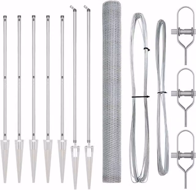 Berkfield Home Hexagon Fence in Silver Galvanised Steel, H: 160 cm, W: 10 m