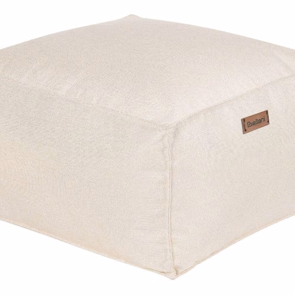 Wyld and Coco Off-White Cube Pouffe, White Fabric EPS Bead Footstool and Side Table – 2