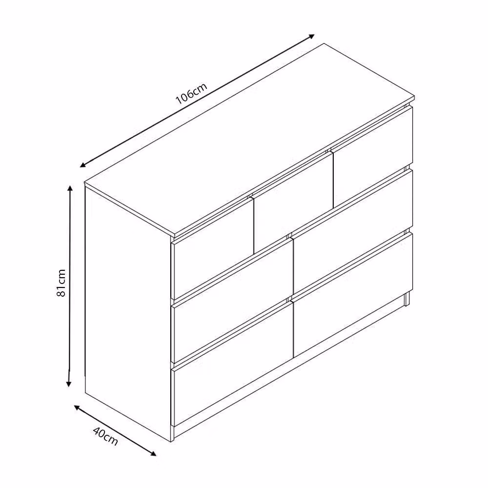 LUXURY LIFE Carlton Matt 7 Drawer Chest of Drawers in White – 2