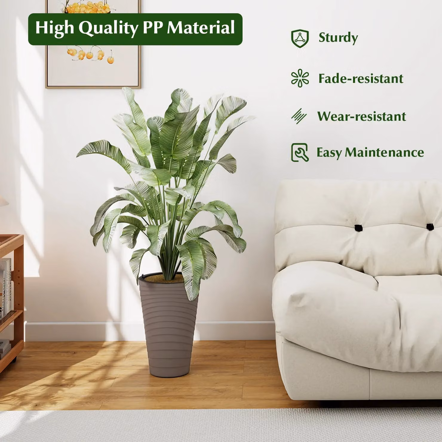 Costway Set of 2 Modern Decorative Brown Plastic Planter Pots, Height: 45 cm – 9