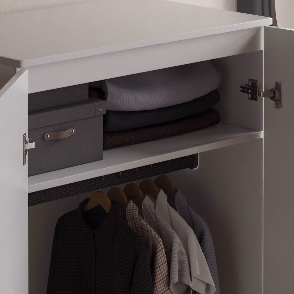 HD Designs 2 Door MDF Wardrobe in White, H 170 cm x W 76 cm x D 47 cm – 4