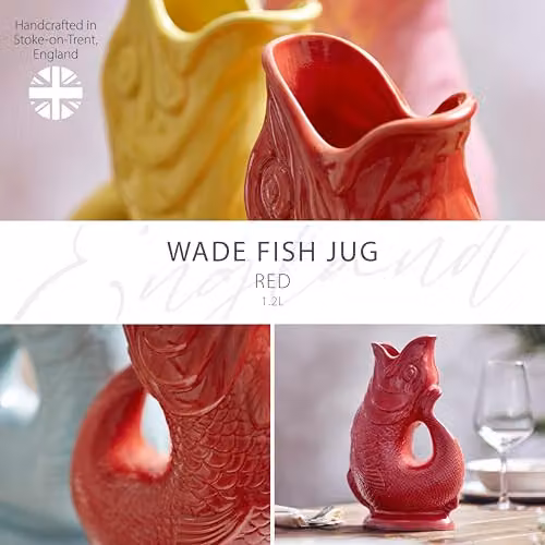 Tower Wade Fish Ceramic Jug, Red, 1.2 l – 7