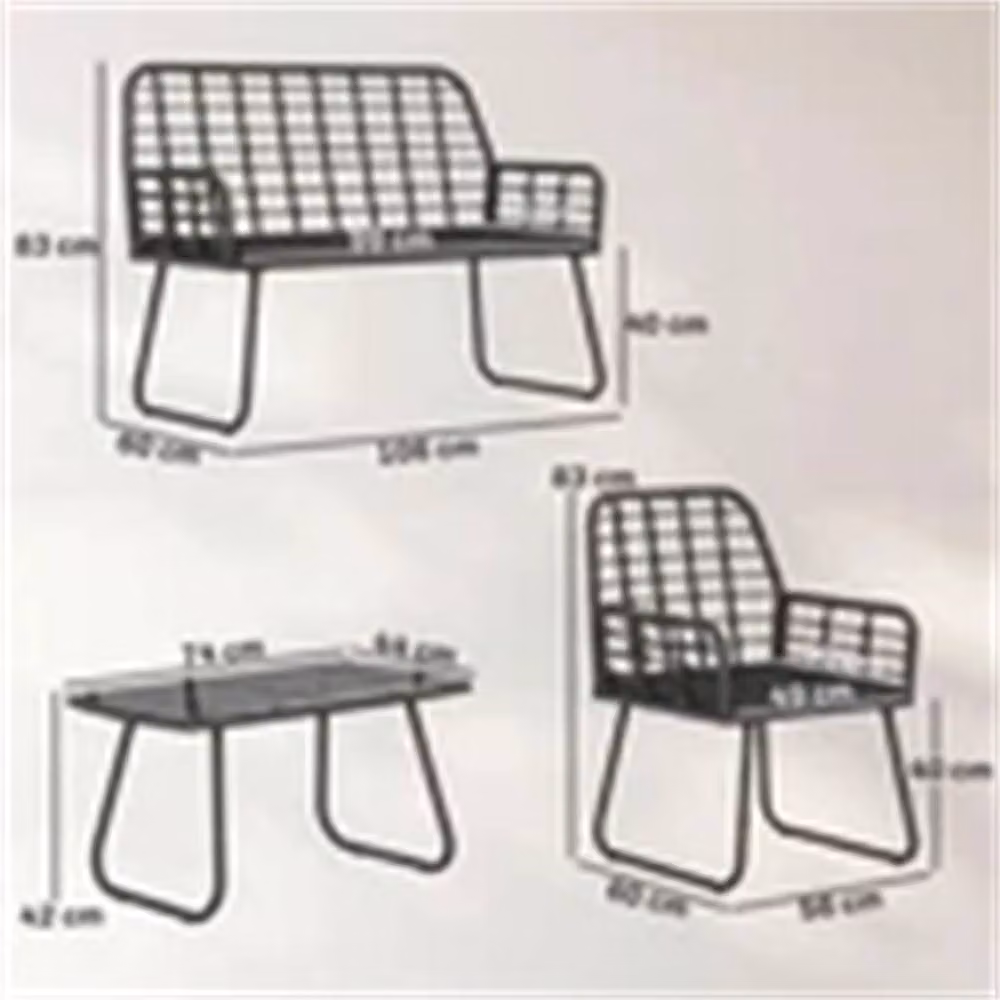 Nordara Black Rattan Garden Furniture Set with Upholstered Cushions and Powder Coated Steel Frame – 2
