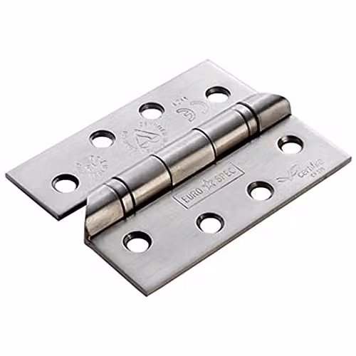 Loops Pair of Stainless Steel 13 Ball Bearing Butt Hinges in Silver, H 102 mm x W 76 mm x D 3 mm