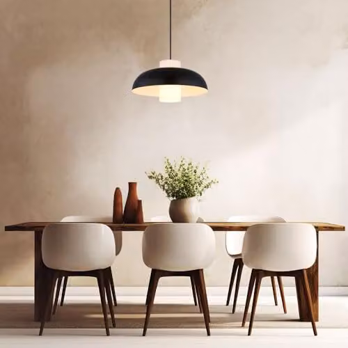 Globo Lighting Black Matt Dome Pendant Light with Glass Shade and E27 Socket, Height: 38 cm, W/D/H: 38 x 38 x 38 cm – 4