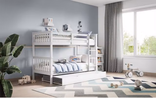 Flair Zoom Detachable Wooden Bunk Bed with Trundle in White – 1