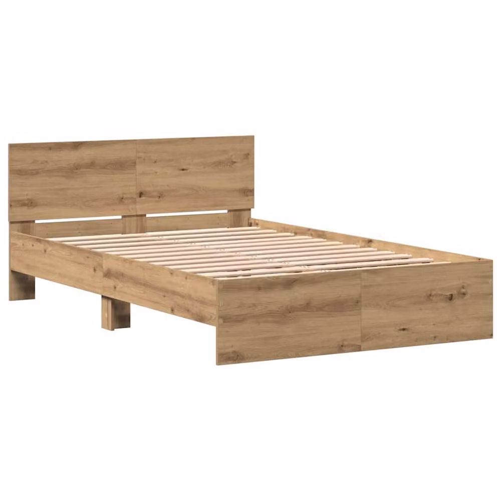 Berkfield Home Classic Bed Frame with Headboard in Artisan Oak, Brown, W/D/H: 120 x 190 x 70 cm – 2