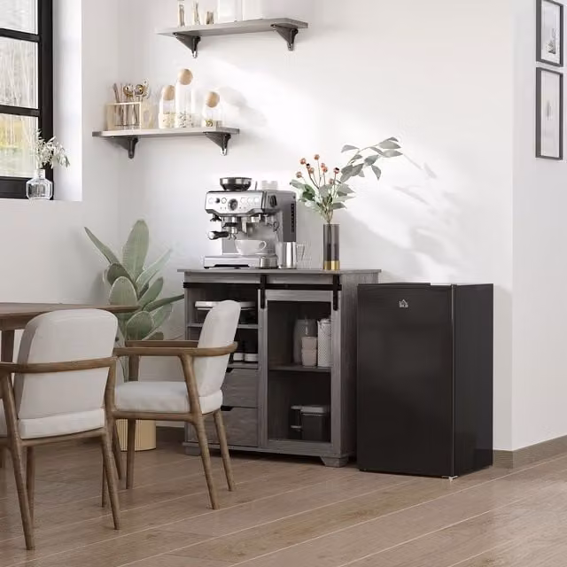 HOMCOM 91 Litre Freestanding Under Counter Fridge with Chiller Box, Black, Width: 47.5 cm – 1