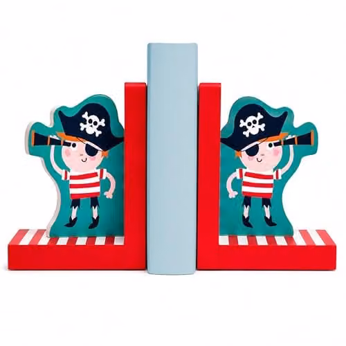 Premier Housewares Pirate Bookends Set of 2, Multicolour MDF Maritime Design for Children's Shelves, H: 16.0 cm, W: 13.0 cm, D: 10.0 cm – 1