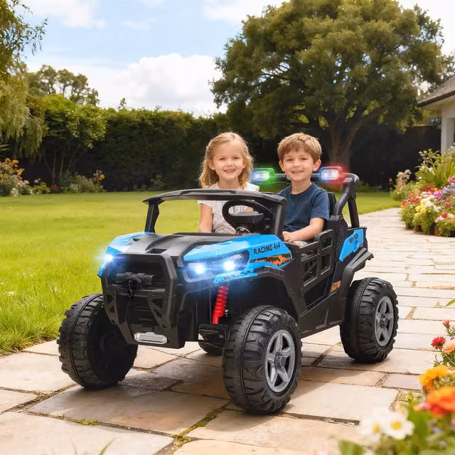 AIYAPLAY 24V 2-Seater Electric Ride On Car with Remote Control, Blue