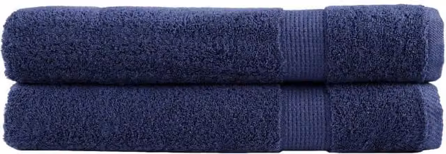 Berkfield Home SOLUND Premium Cotton Terry Towels, 2 Pack, Navy Blue, W: 100 cm, L: 200 cm, 600gsm – 1