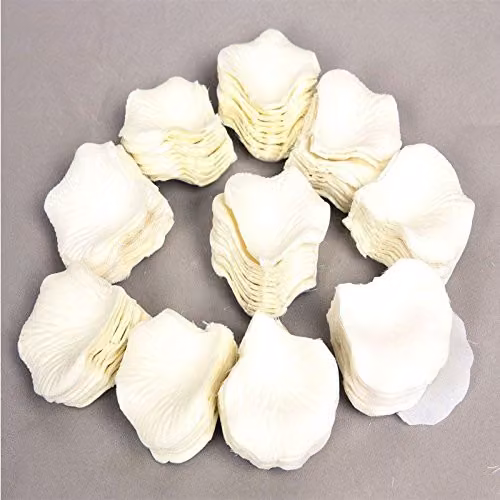Shatchi 200pcs Silk Rose Petal Confetti in Ivory and White for Wedding, Anniversary and Table Decorations – 3