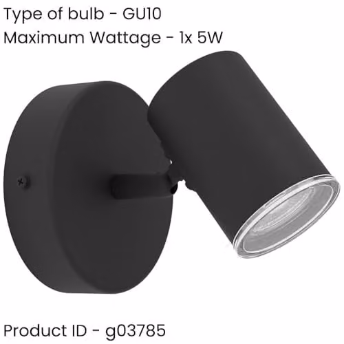 Loops Modern Black GU10 Ceiling Spotlight for Bathroom Lighting, Height: 11.5 cm, IP44 Rated – 1