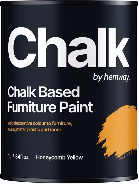 Hemway Chalk Based Furniture Paint in Flat Matt Honeycomb Yellow, 1L