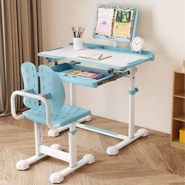Costway Childrens Study Desk and Chair Set in Blue