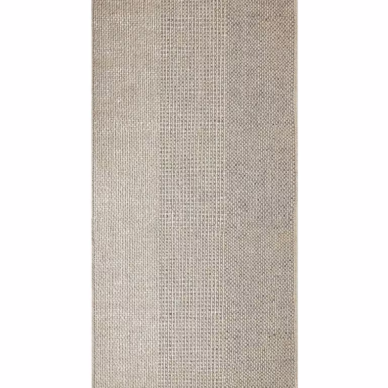 Wyld and Coco Grey Wool and Cotton Flat Weave Rug with Fringes, W: 80 cm, L: 150 cm