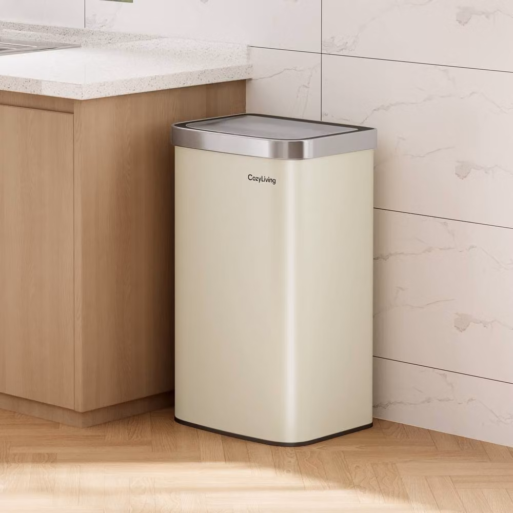 CozyLiving Automatic Motion Sensor Kitchen Bin with Soft Close Lid in Beige, W/D/H: 39.0 x 65.5 x 29.5 cm – 6