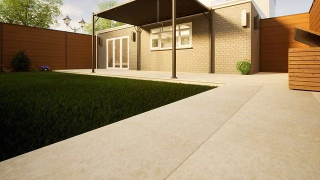 PBSL Group Large Format Plain Porcelain Stoneware Garden Floor Tiles, Beige, W: 90 cm, D: 60 cm, H: 2 cm