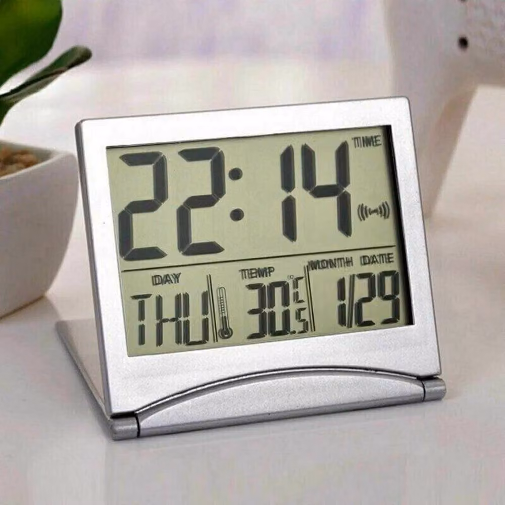PAWNORA Digital LCD Screen Travel Alarm Clock in Silver – 3