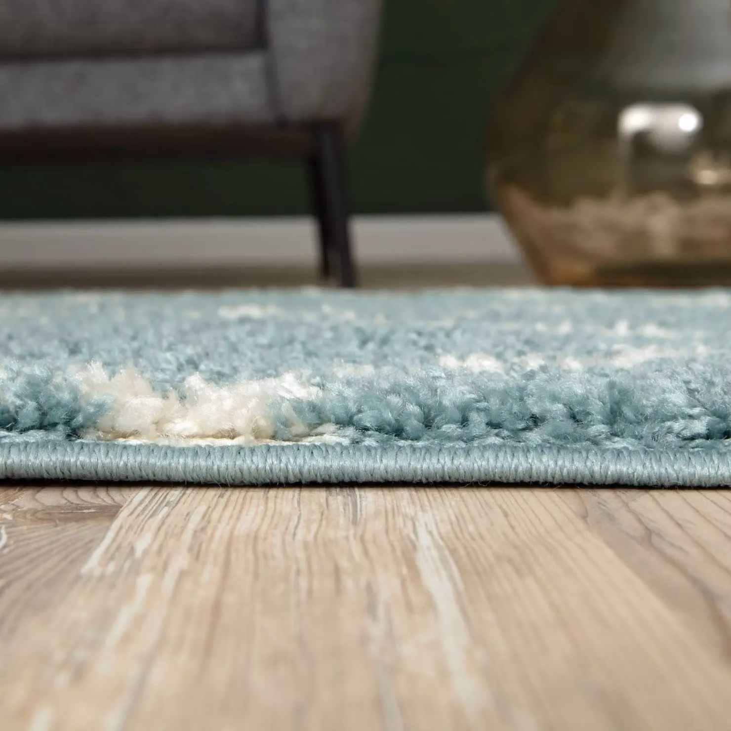 THE RUGS Moroccan Soft High Pile Shaggy Lattice Rug, Duck Egg Blue, W: 80 cm, L: 150 cm – 2