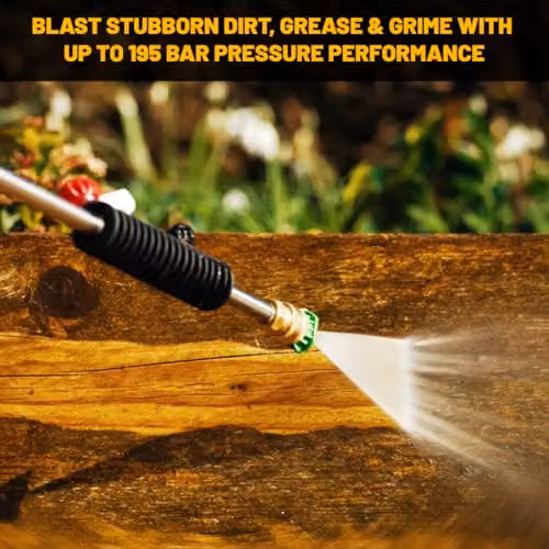 V-TUF Professional Pressure Washer V 7 in Black with 195 Bar Max Pressure, 7.2 L/min Flow Rate, 10m Hose Reel, Metal Lance and Snow Foam Bottle – 3