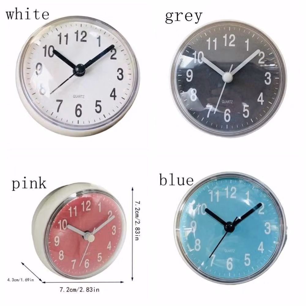 NESTLUNE Blue Waterproof Suction Cup Shower and Kitchen Clock, W/D/H: 15 x 15 x 15 cm – 2