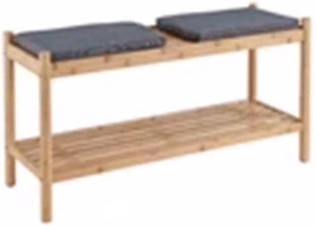 Nordara 2 Tier Bamboo Wood Shoe Rack Bench in Brown – 1
