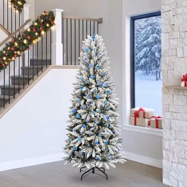 Berkfield Home Artificial Christmas Tree with 300 White LEDs, W/D/H: 93 x 93 x 240 cm