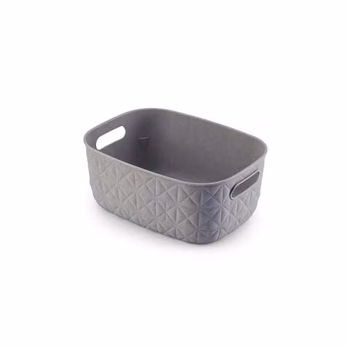 Softex Small 4L Plastic Storage Basket in Taupe and Grey for Home and Office Organising