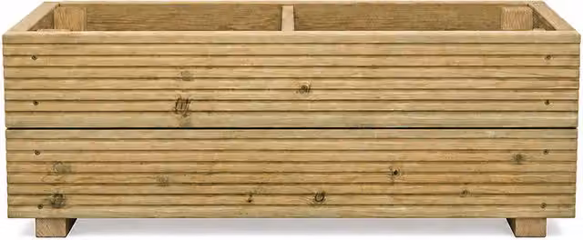 Planter Potters Large Pressure-Treated Wooden Decking Patio Planter with Central Divide in Brown