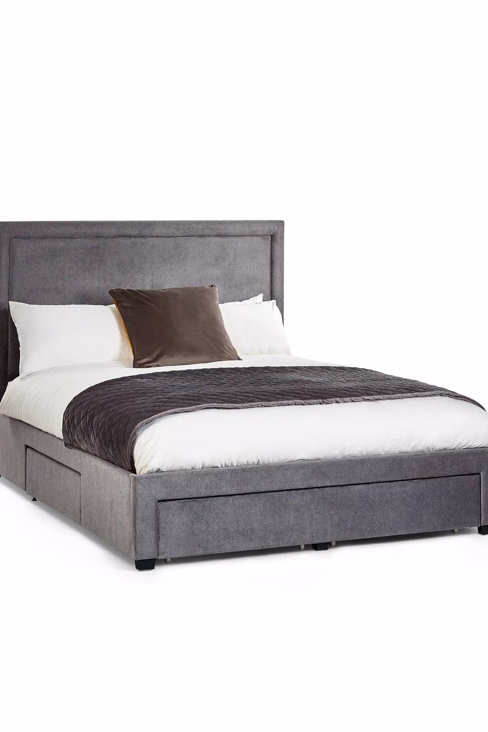 Julian Bowen Mayfair Upholstered Fabric Storage Bed with 4 Drawers in Grey, W/D/H: 200 x 200 cm – 2