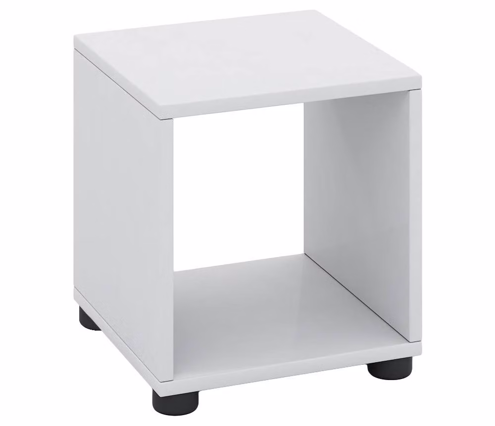 VCM Benas-1 White Glossy Wooden Cube Wall-Mounted Hanging Shelf W/D/H: 34.0 x 31.0 x 30.0 cm – 1