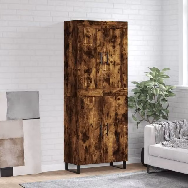 Berkfield Home Smoked Oak Highboard in Brown, W/D/H: 69.5 x 34 x 180 cm – 1