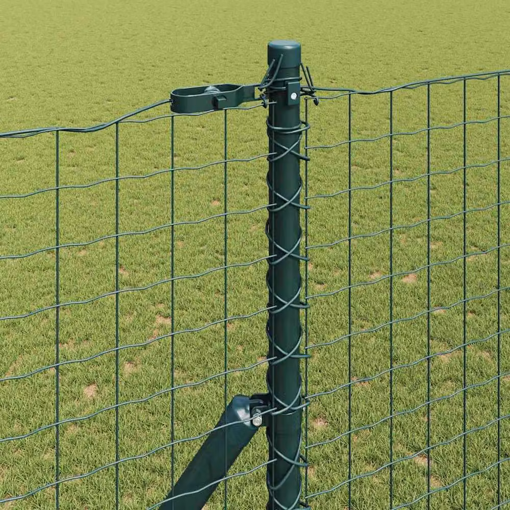 Berkfield Home Euro Fence with 7 Posts, Green Galvanised Steel, 1.5 x 10 m – 3