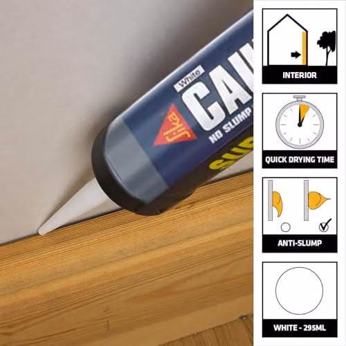 Everbuild Caulk Once Paintable Acrylic Caulk, White, 380ml – 2
