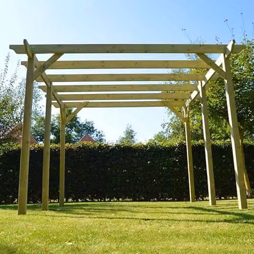 Buttercup Farm 6 Post Wooden Garden Pergola in Green, W: 600 cm, D: 180 cm, H: 270 cm – 3