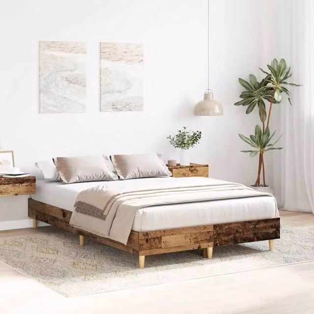 Berkfield Home Durable Small Double Bed Frame in Brown Wood and MDF, W/D/H: 120 x 190 cm – 1